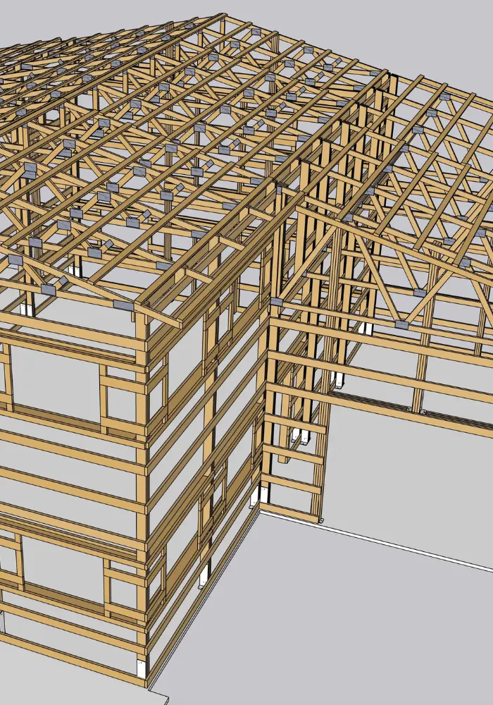 The framing design for a Deland Barndominium