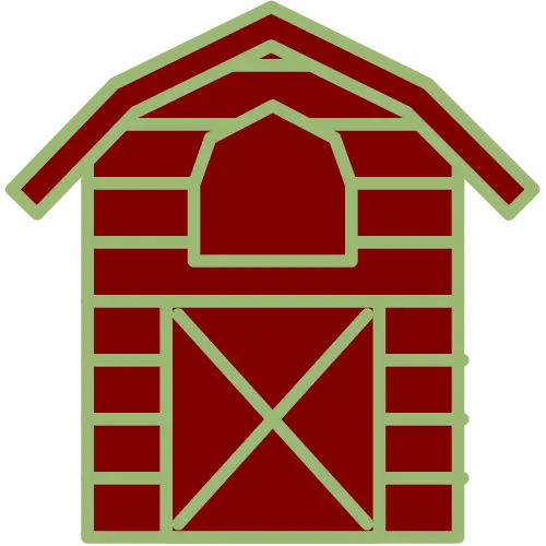 Barndominium Pros of Deland Logo - A maroon Barndominium with Olivine trim